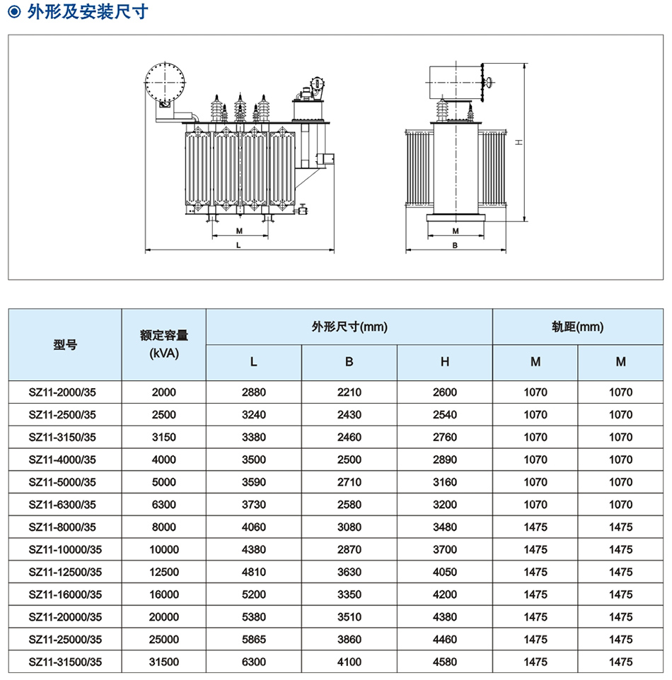35kV級(jí)SZ系列雙繞組油浸式有載調(diào)壓電力變壓器